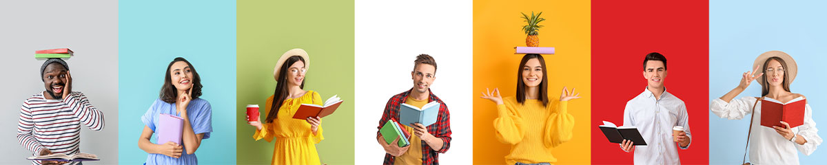 Menschen mit Büchern in der Hand