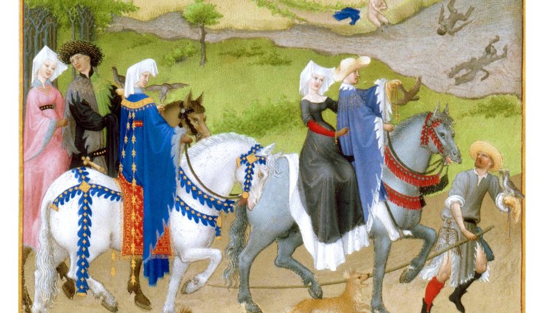 Das Monatsbild August im Stundenbuch „Les Très Riches Heures du Duc de Berry“.