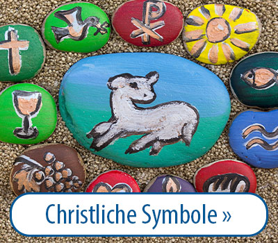 Bunt bemalte steine Zu den christlichen Symbolen