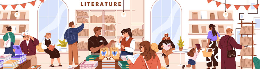 Buchhandlung Animation - Bücher über Bücher