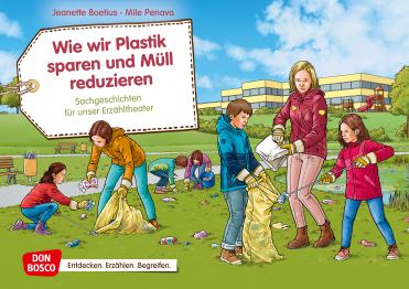 Wie wir Plastik sparen und Müll reduzieren. Kamishibai Bildka...